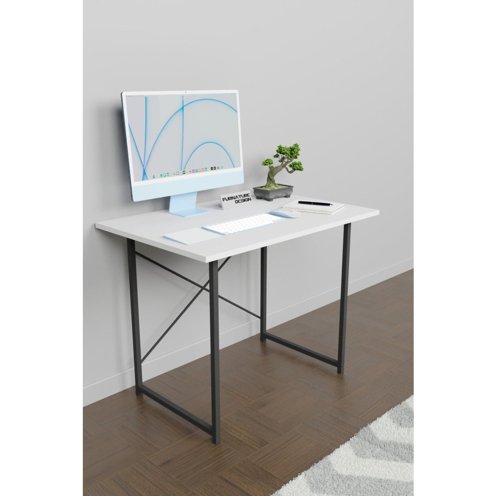 FurnatureDesign 60x90 Çalışma Masası Metal Ayaklı Ders Çalışma Ofis Masası Beyaz Çalışma Masası Fiyatı
