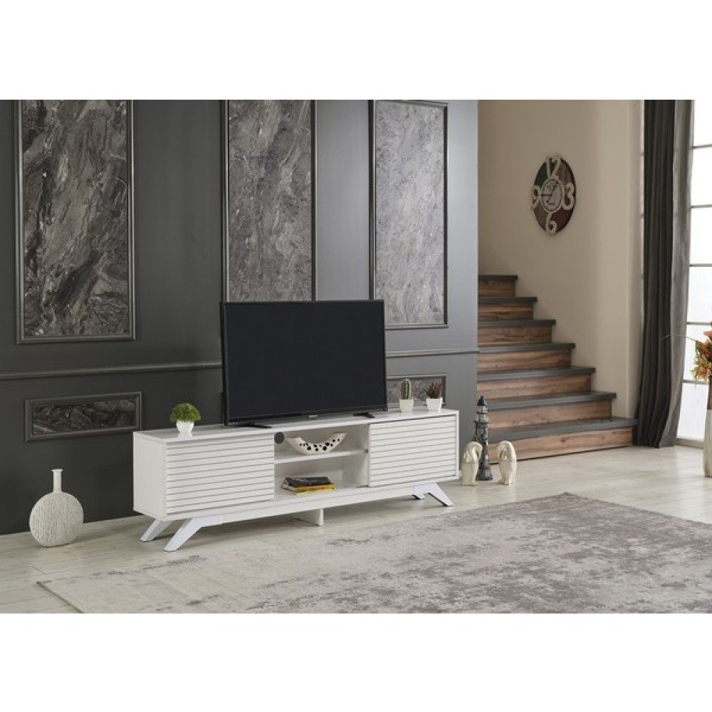 Furnia Luxia Sürgülü Kapaklı Tv Sehpası Beyaz Tv Ünitesi / Sehpası Fiyatı