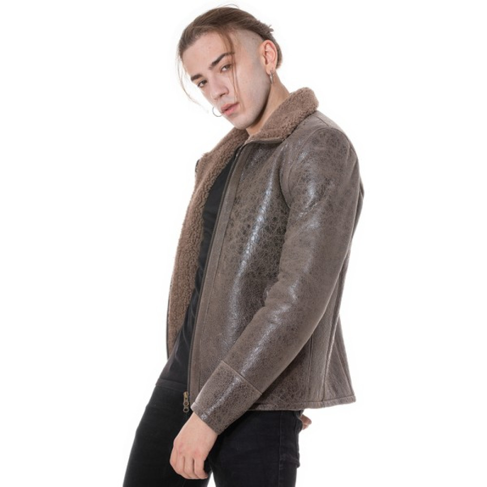 Furniq UK Erkek Kahverengi Kürklü Deri Ceket Erkek Ceket Fiyatı