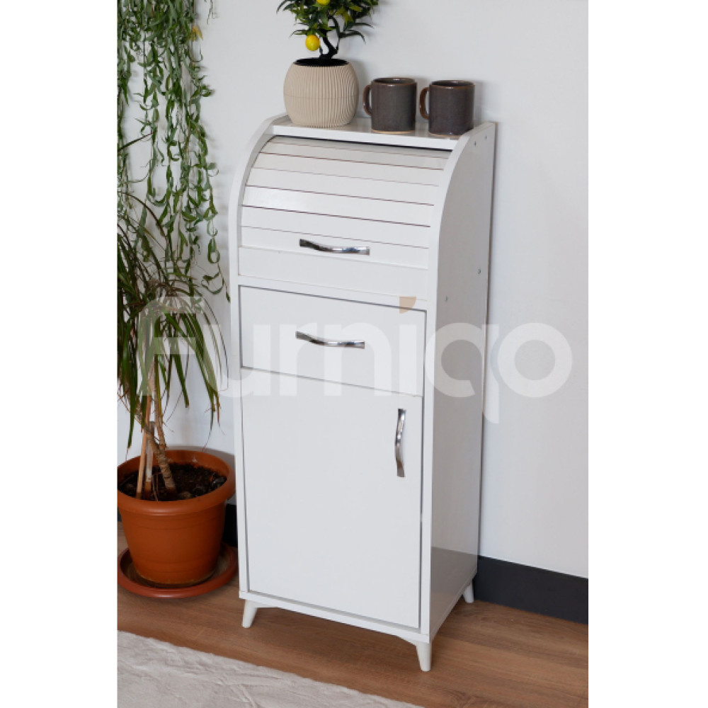 Furniqo Ed-2 Ekmek Dolabı, Kiler Dolabı, Kapaklı Ekmek Dolabı, Beyaz Mutfak Dolabı / Mobilyası Fiyatı