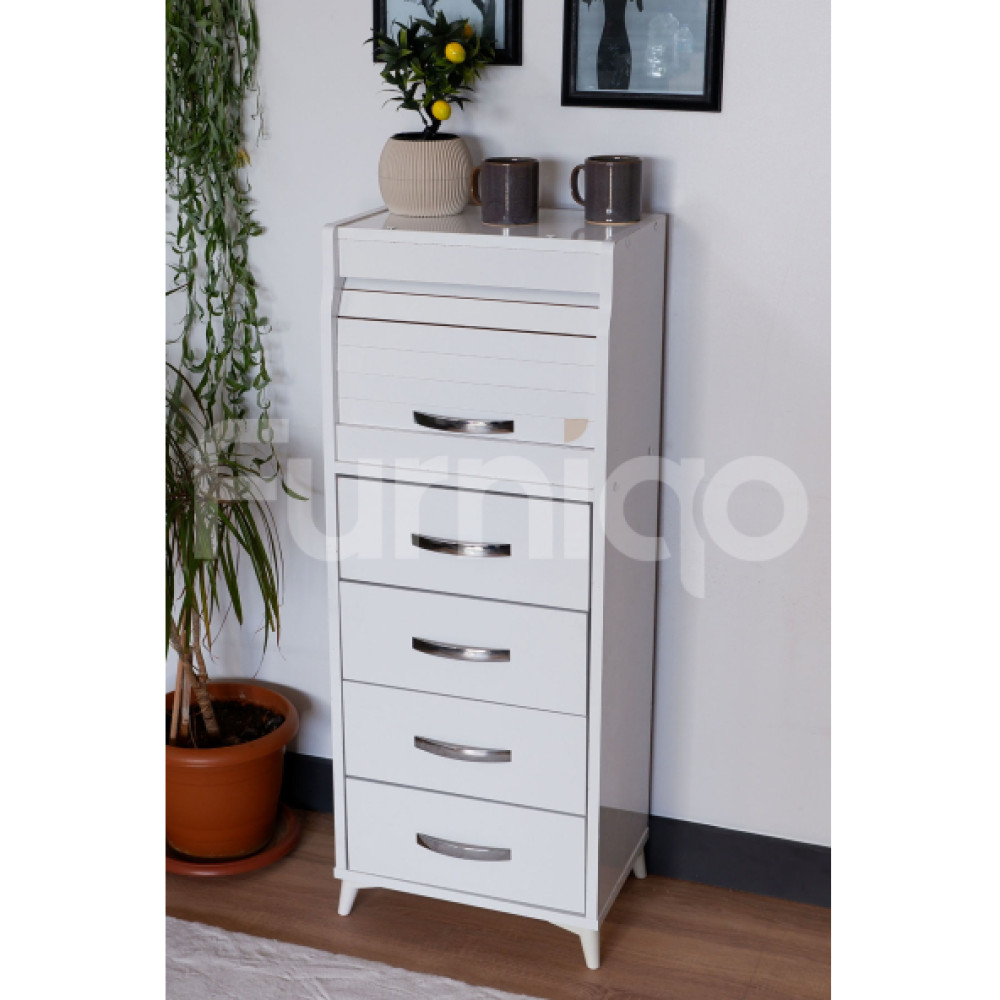 Furniqo Ed-3 Ekmek Dolabı, Kiler Dolabı, 4 Çekmeceli Kilerli Ekmek Dolabı, Beyaz Mutfak Dolabı / Mobilyası Fiyatı