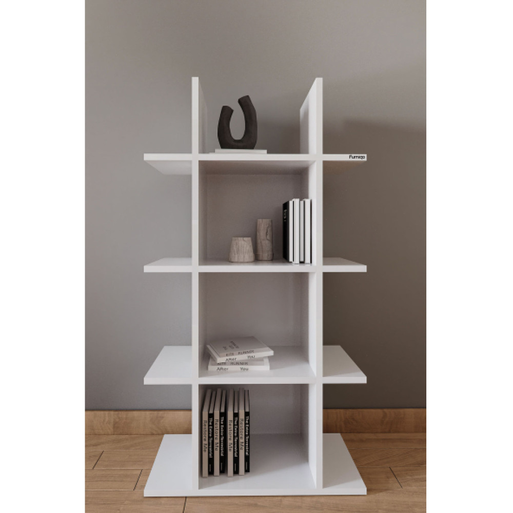 Furniqo Kt-1 Dekoratif Kitaplık, Raf Düzenleyici, Kitap Rafı, Beyaz 70X25x130 Cm Kitaplık Ofis Mobilya Aksesuarları Fiyatı