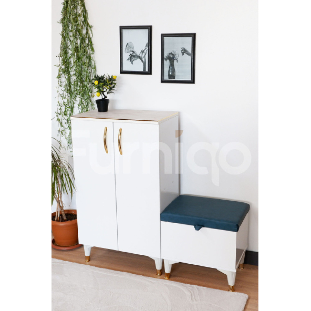 Furniqo Pa-1 Puflu Ayakkabılık, Ayakkabılık, Beyaz Ayakkabılık Fiyatı