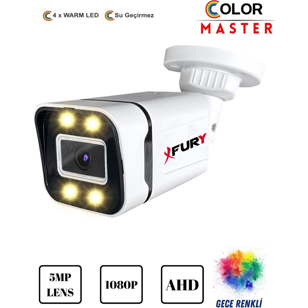 Fury 5mp Lens 1080P 4 x Ultra LED Gece Renkli Full Hd Suya Dayanıklı Güvenlik Kamerası Güvenlik Kameraları Fiyatı