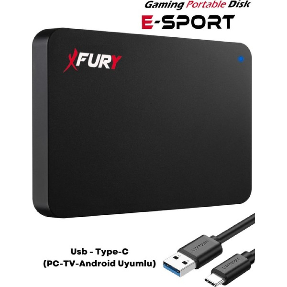 Fury E-Sport 500 GB Harici Disk - Taşınabilir Disk - Taşınabilir Harddisk- Type-c (PC-TV-ANDROİD UYUMLU) - Siyah Taşınabilir Hard Diskler Fiyatı