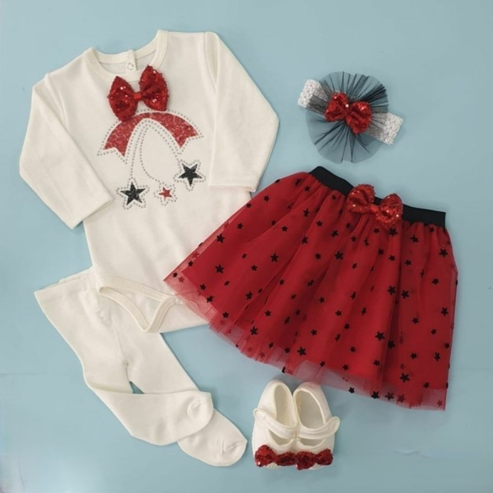 Furya Kids Tütülü Elbise Hediyelik Özel Gün Yenidoğan Mevlütlük Fiyonklu Taşlı Kız Bebek Doğum Günü Hediyesi Bebek Giysi Takım Fiyatı