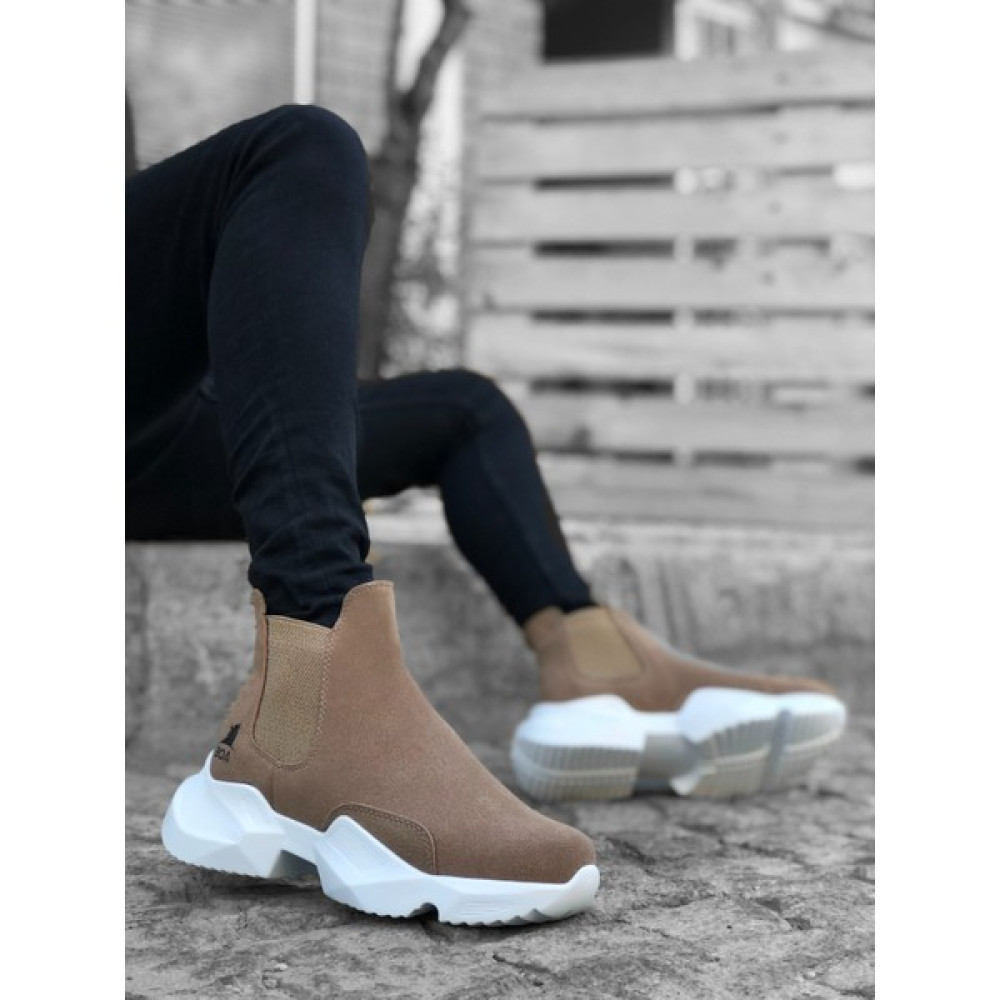 Fusem BA0444 Bağcıksız Rahat Yüksek Taban Vizon Erkek Spor Yarım Bilek Bot Spor Ayakkabı Fiyatı