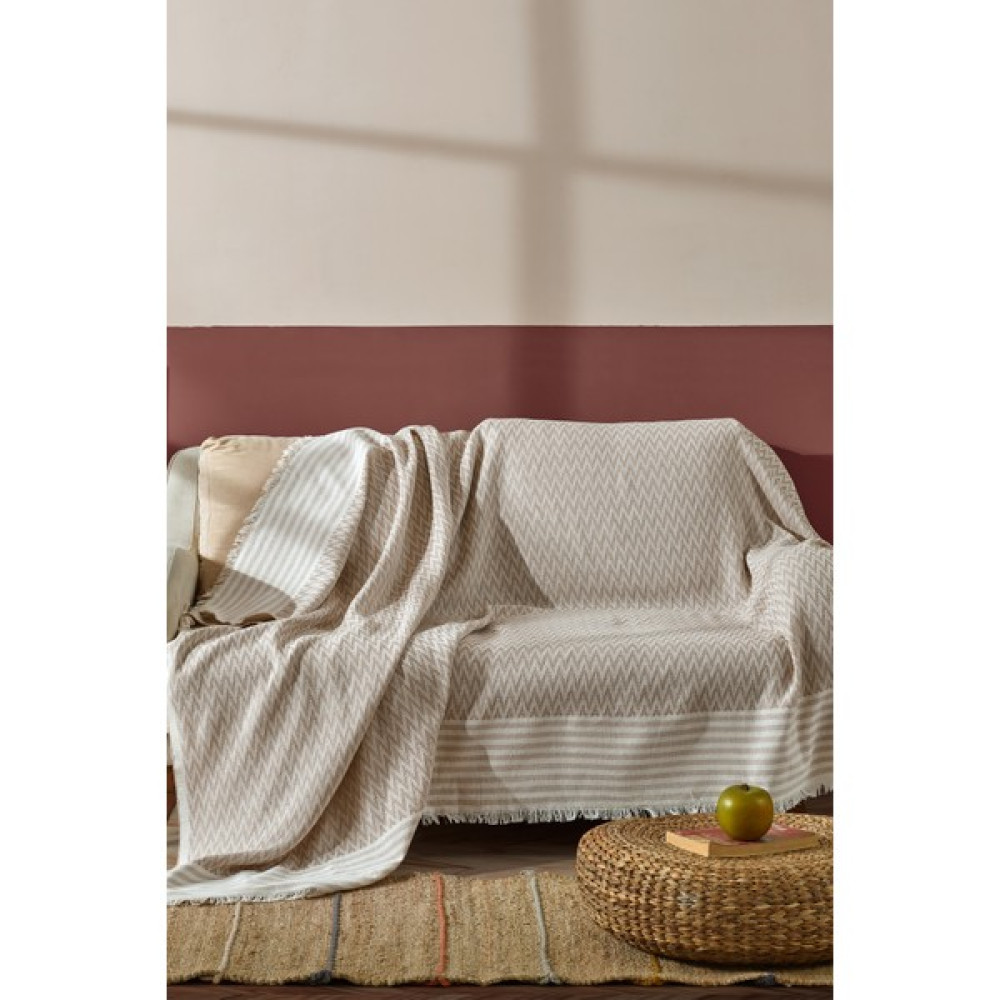 Fushia Trio Natural Keten Koltuk Örtüsü | Koltuk Şalı Bej - 170 x 210 cm Koltuk & Kanepe Örtüsü Fiyatı