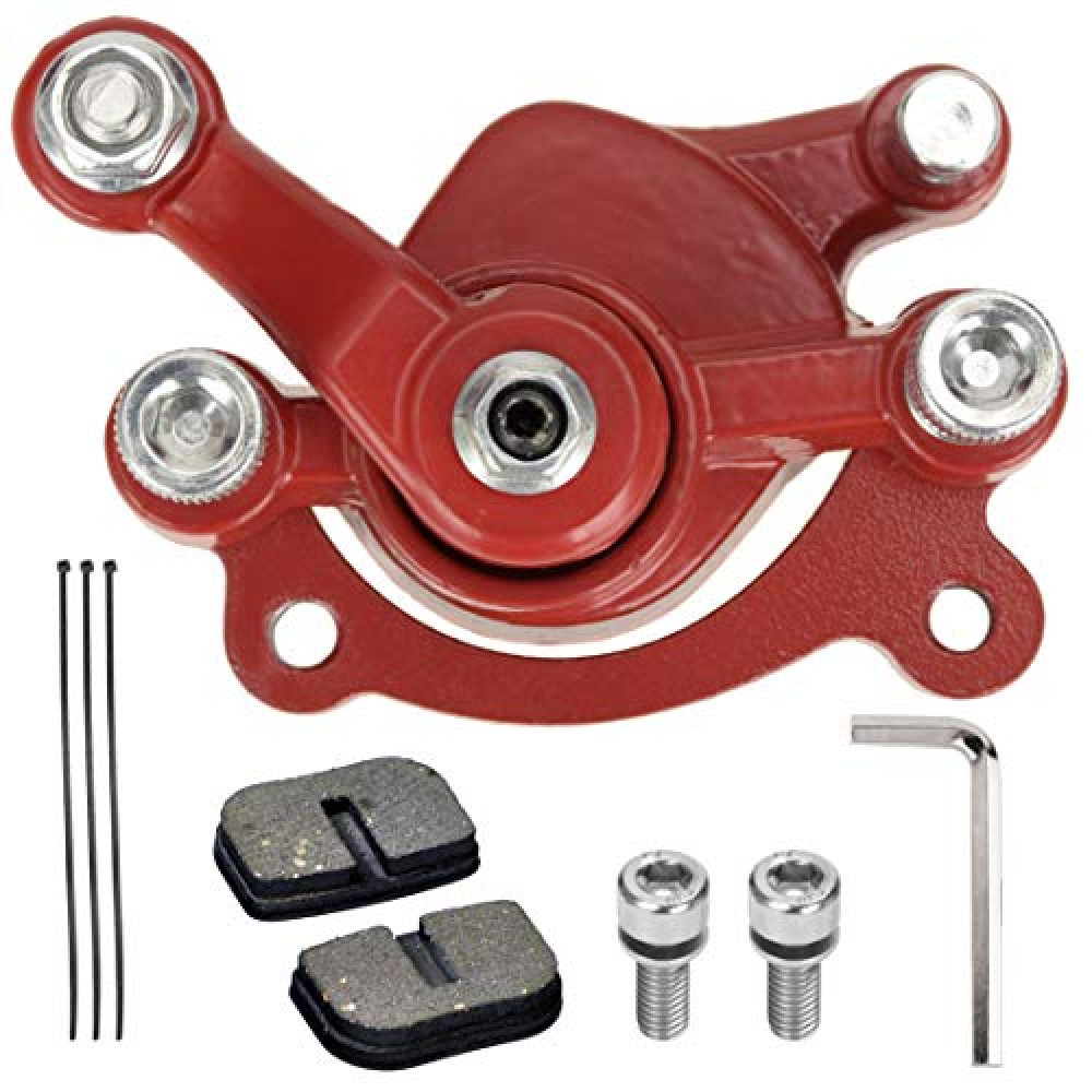 FVRITO Front Brake Caliper and Pad for Classic 80cc MM-B80 105cc 1000w MM-E1000 Motovox MBX10 MBX11 Coleman CT100U CC100X Mini Bike 47 49cc Mini ATV Standard Scooter Dirt Pocket Bike Go Kart Red