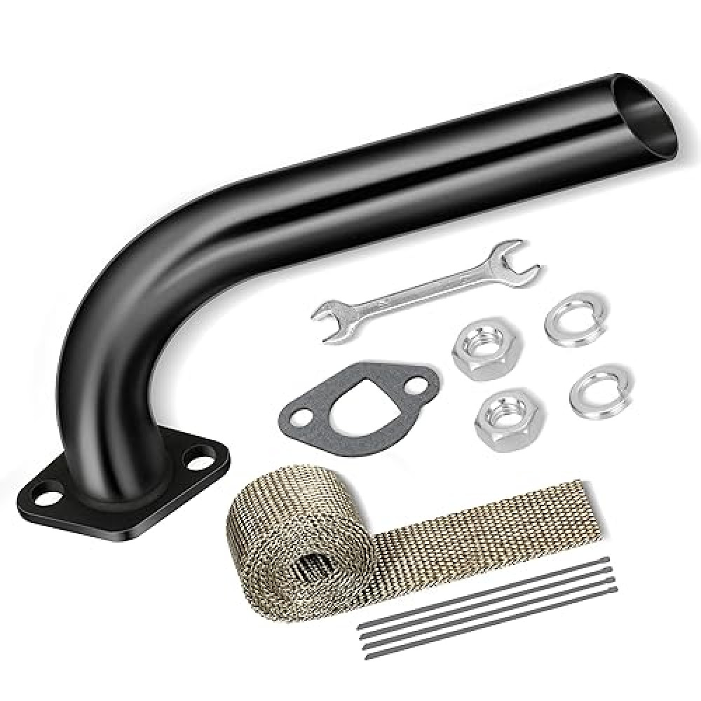 FVRITO Mini Bike Exhaust Pipe Kit for Predator 212cc 224cc 196cc Coleman CT200U BT200X CT200U-EX 6.5hp GX160 GX200 Small Engine Baja Warrior Massimo MB200 Go Kart Parts Black