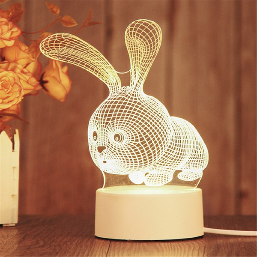 Fybang 3D LED Gece Lambası Akrilik Tavşan Lamba Uzaktan Kumanda 3D Illusion Lamba Sevgililer Günü Ev Dekorasyon Işık - Stil B (Yurt Dışından) - Beyaz Gece Lambası Fiyatı