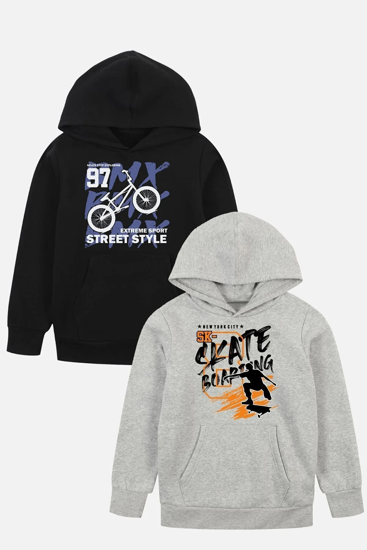 FYK KİDS 2li ERKEK ÇOCUK BASKILI CEPLİ SWEATSHİRT 14-15 Yaş Beden" Bayan Sweatshirt Fiyatı