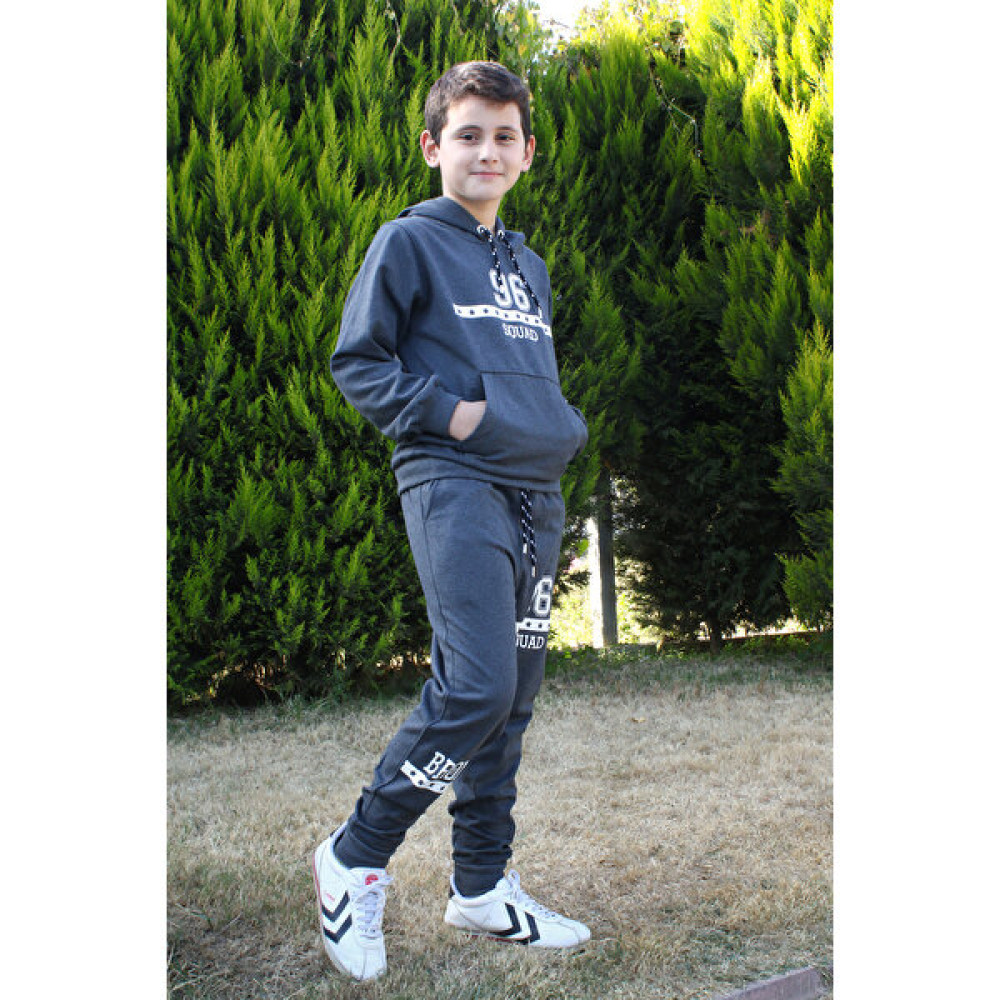 Fyk Kids 96 Yazı Baskılı Kanguru Cepli Kapşonlu Erkek Çocuk Alt-Üst Eşofman Takımı Erkek Çocuk Giyim Takımı Fiyatı