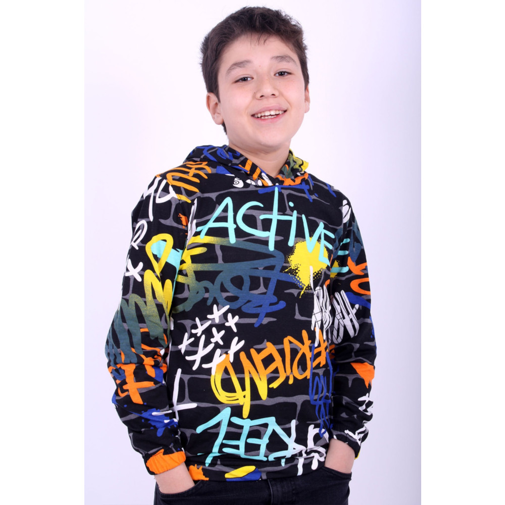 FYK KİDS Kapşonlu Desenli Unisex Sweatshirt 11 Yaş Beden Bayan Sweatshirt Fiyatı