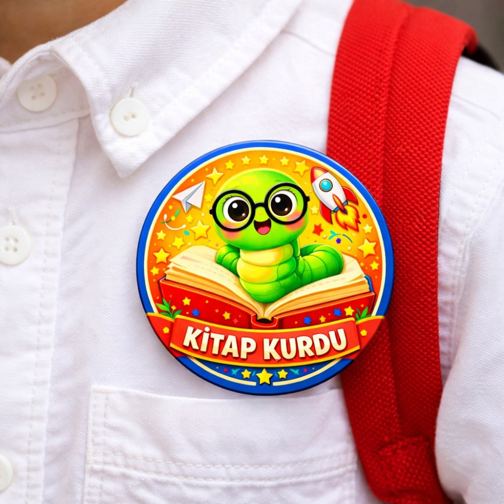 Fynbos 5 Adet Kitap Kurdu Rozeti 44 mm – Çocuklar Için Okuma Teşvik Rozeti, Öğrenci Motivasyon Rozeti Rozet Fiyatı