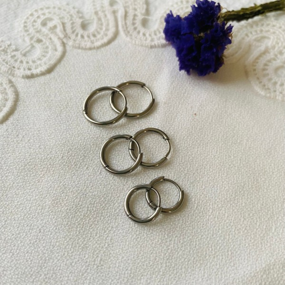 Fynbos Cerrahi Çelik Halka Küpe Çelik Küpe 6 Adet 3'lü Set 10MM12MM14MM - Gümüş Altın, Takı & Aksesuar Fiyatı
