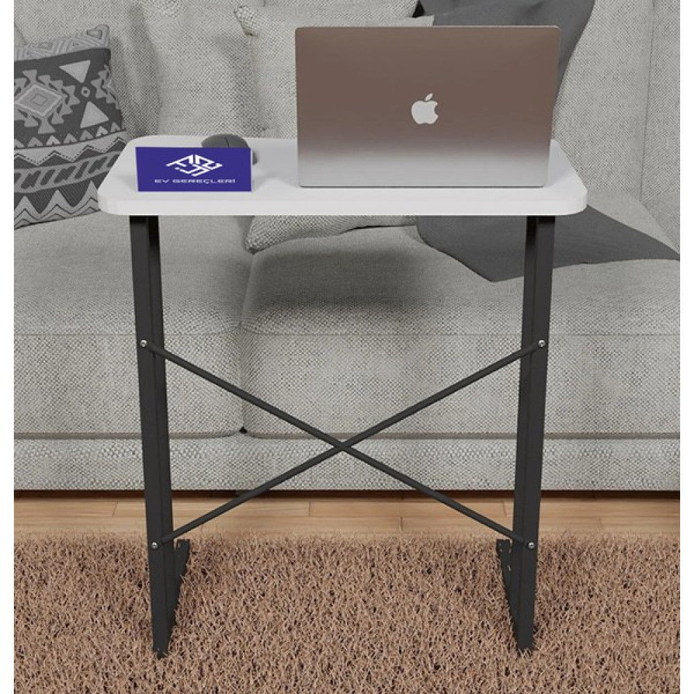 Fyz Ev Gereçleri Metal Ayaklı Laptop Sehpası Kahvaltı Masası Çalışma Sehpası Atlantik Çam 60X35 - 35x60 - Beyaz Sehpa Fiyatı