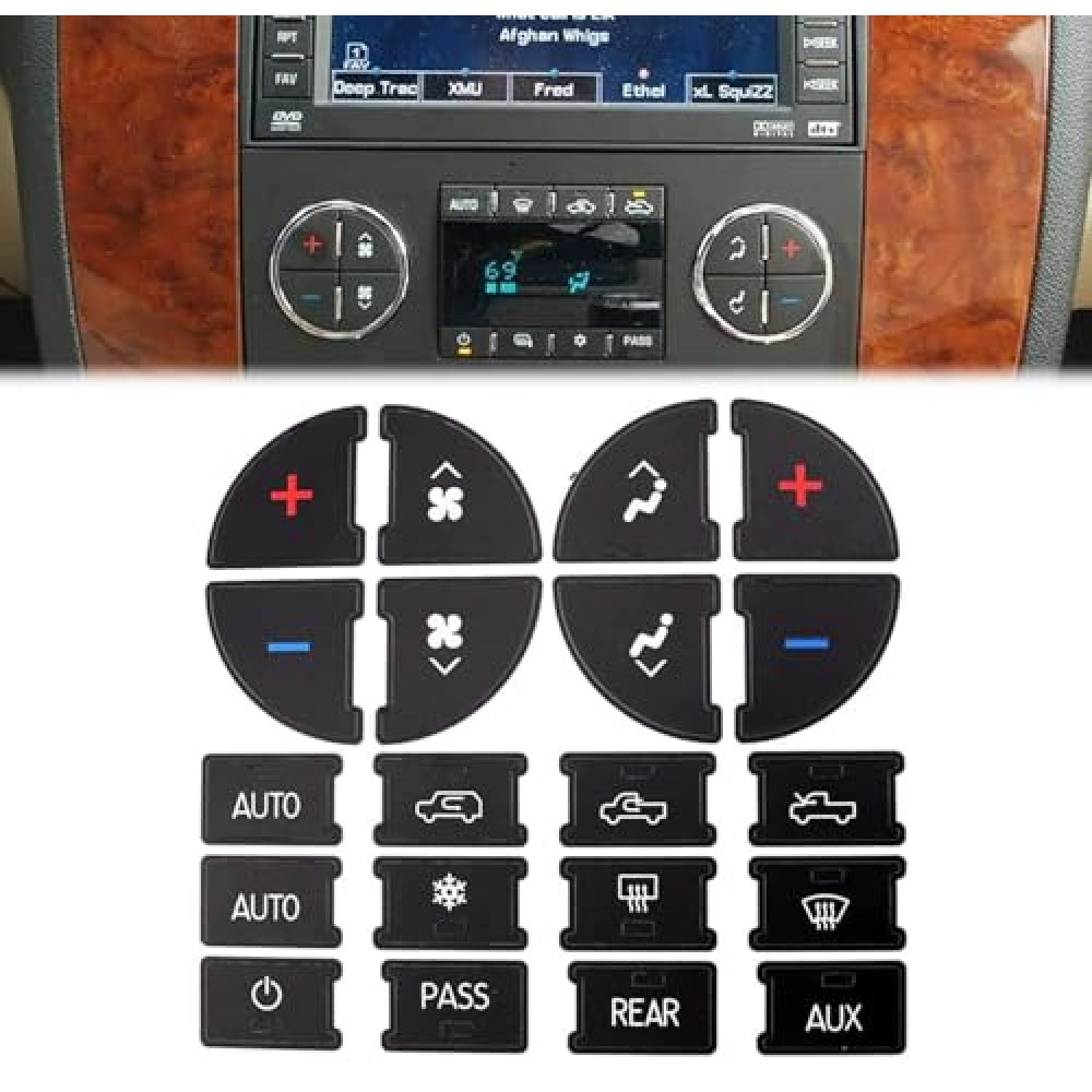 FZJDSD AC Dash Button Repair Kit Sticker for Fixing Ruined Faded AC Control and Radio Dash Buttons Compatible with GMC Compatible with Chevrolet