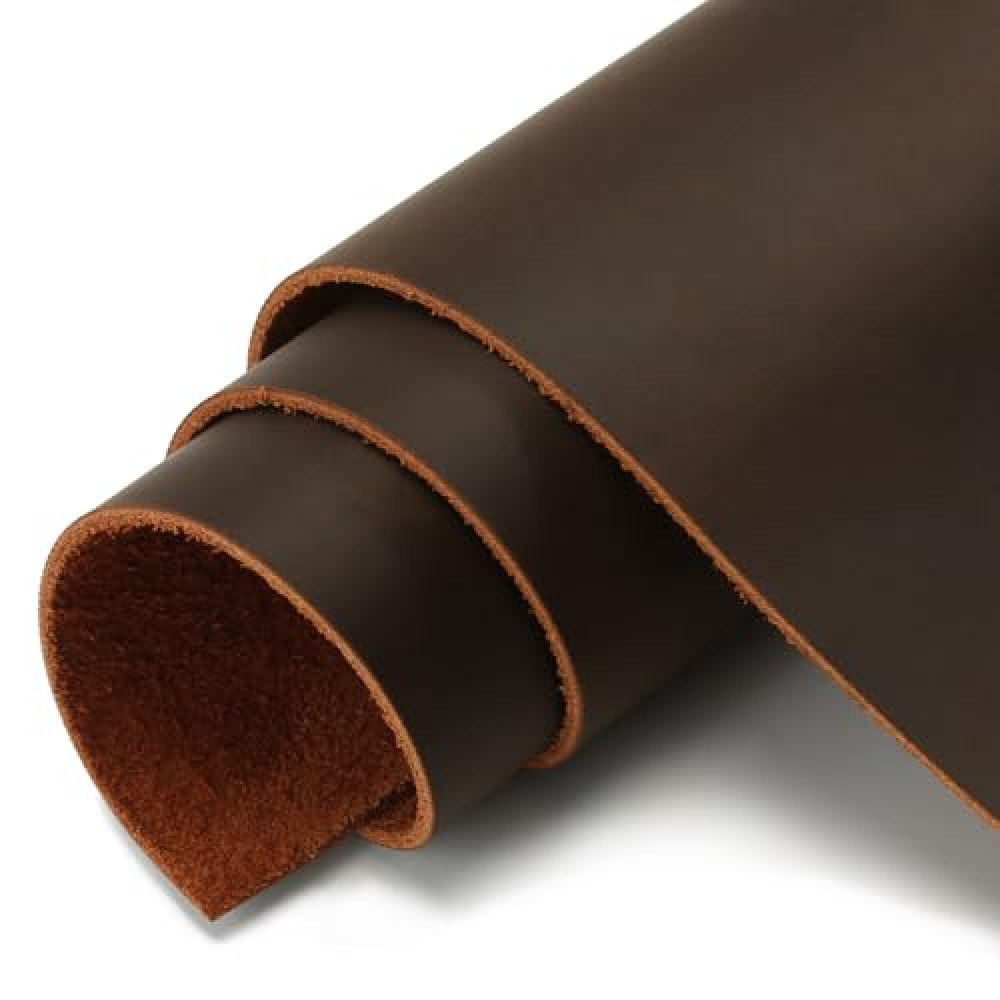 G-FAVOR Genuine Leather Sheets for Crafts Full Grain Leather Tooling Leather Square 2mm Thick Cowhide Leather for Crafting Tooling Sewing, Brown, 8"x12"