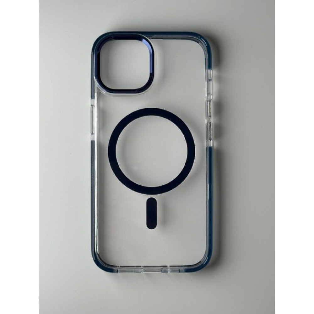 G-Next Apple iPhone 15 Serisi Magsafe Uyumlu Style Armor Şeffaf Sert Silikon Kılıf - iPhone 15 Pro Max - Şeffaf - Mavi Cep Telefonu Kılıfı Fiyatı