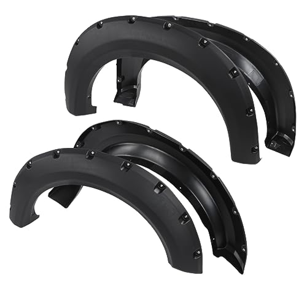 G-PLUS Fender Flares Wheel Cover Front and Rear 4pcs Compatible with Ford F150 2009-2014 Styleside 67.0"/78.8"/97.4" Bed Only (NOT Fit Platinum & Raptor models) Pocket Rivet Style Textured Black