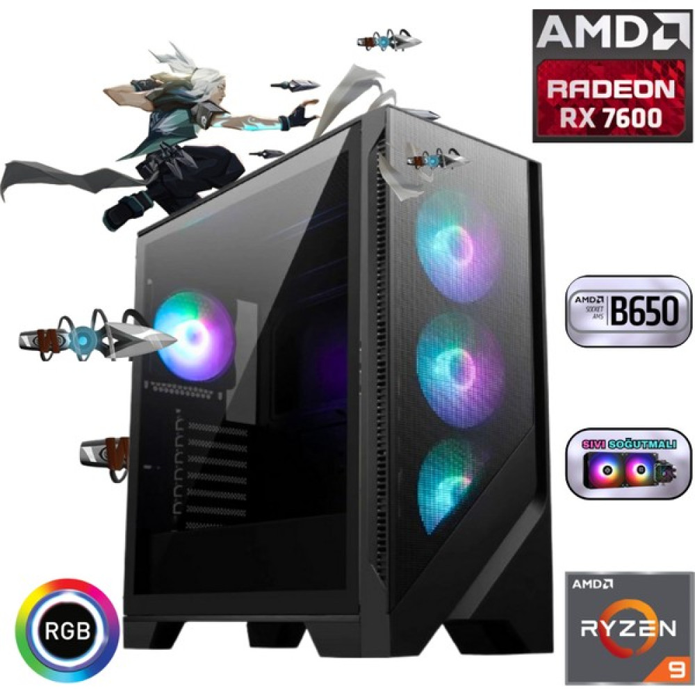 G9X023 Ryzen 9 9950X 64GB Ddr5 1tb SSD Rx 7600 B650 240MM Sıvı Soğutma Oyun Bilgisayarı - FreeDos Oto Boyaları Fiyatı