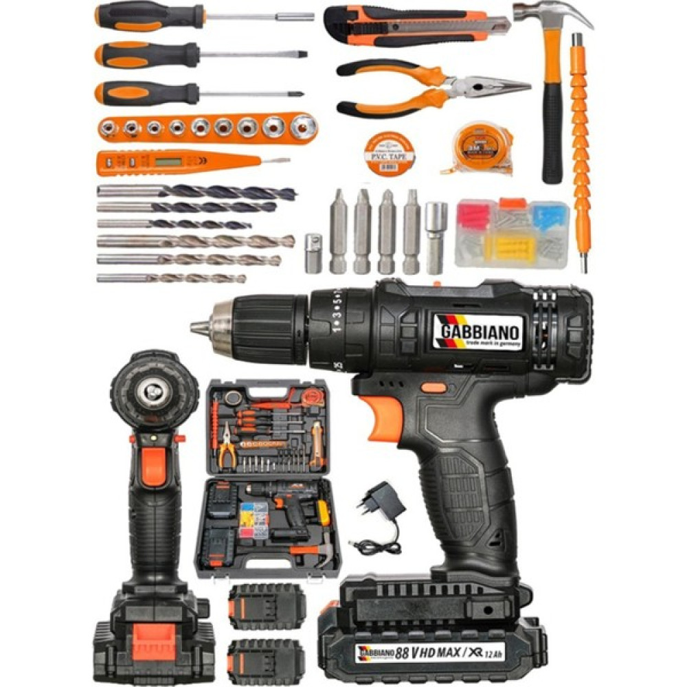 Gabbiano Prof Germany Technology 58 V 10 Ah Darbeli Lion Çift Akülü Metal Şanzıman Trbo Şarjlı Matkap 100 Pcs Set - 0 Elektrikli El Aletleri Fiyatı
