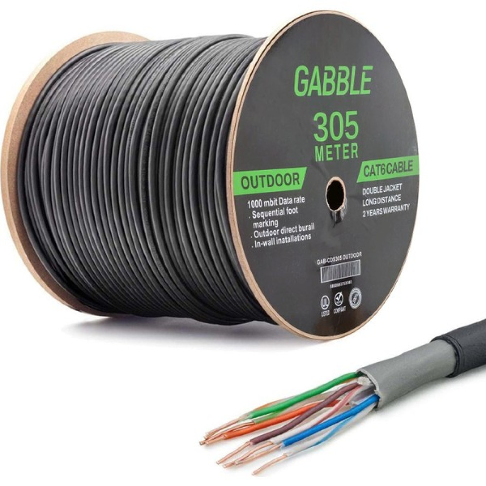 Gabble Cat6 Kablo Dış Mekan 24AWG 0.48MM 305MT Gabble GAB-CD305 Ağ / Network Kablosu Fiyatı