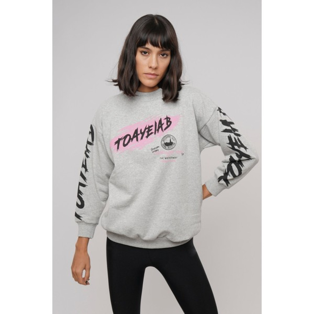 Gabria Gri Toayeibe Baskili Sweat Bayan Sweatshirt Fiyatı