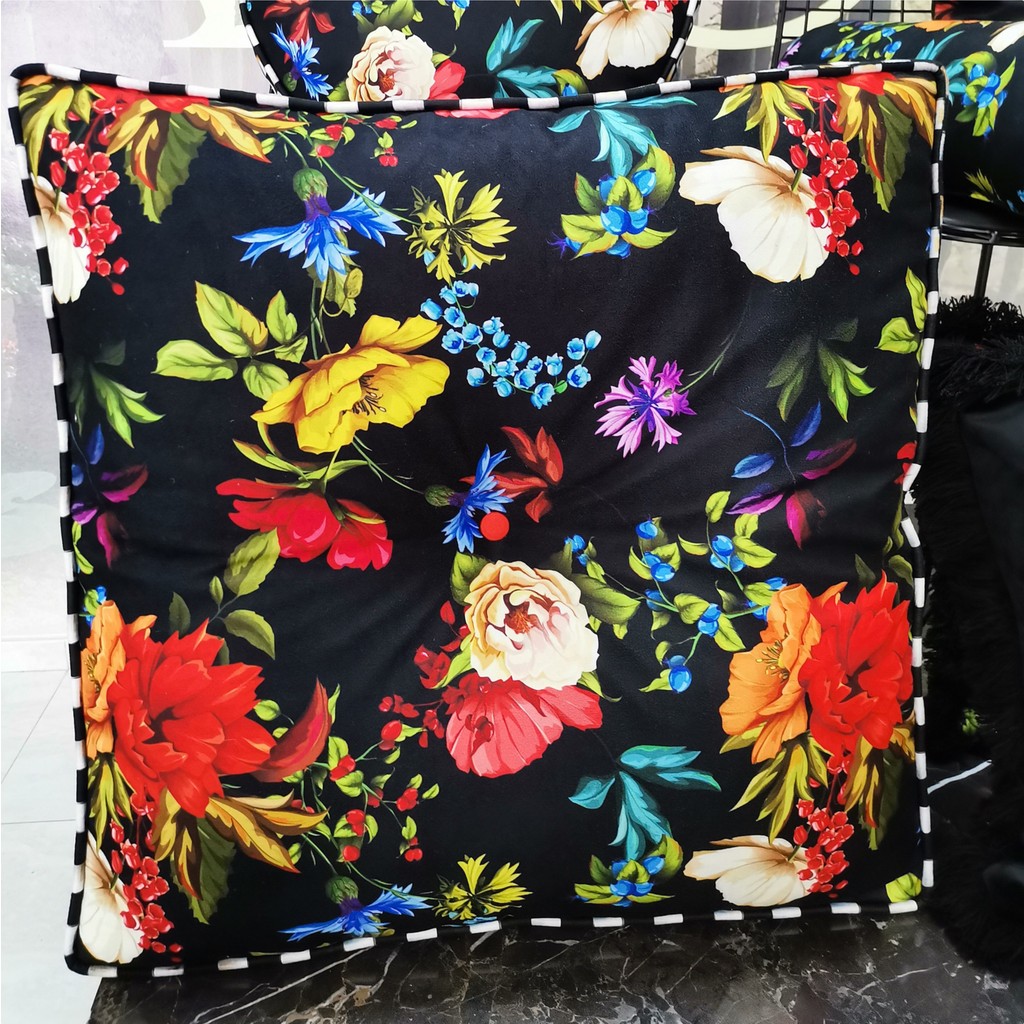 Gabriela Yer Minderi - 60 x 60 cm - Sarı - Siyah Diğer Fiyatı