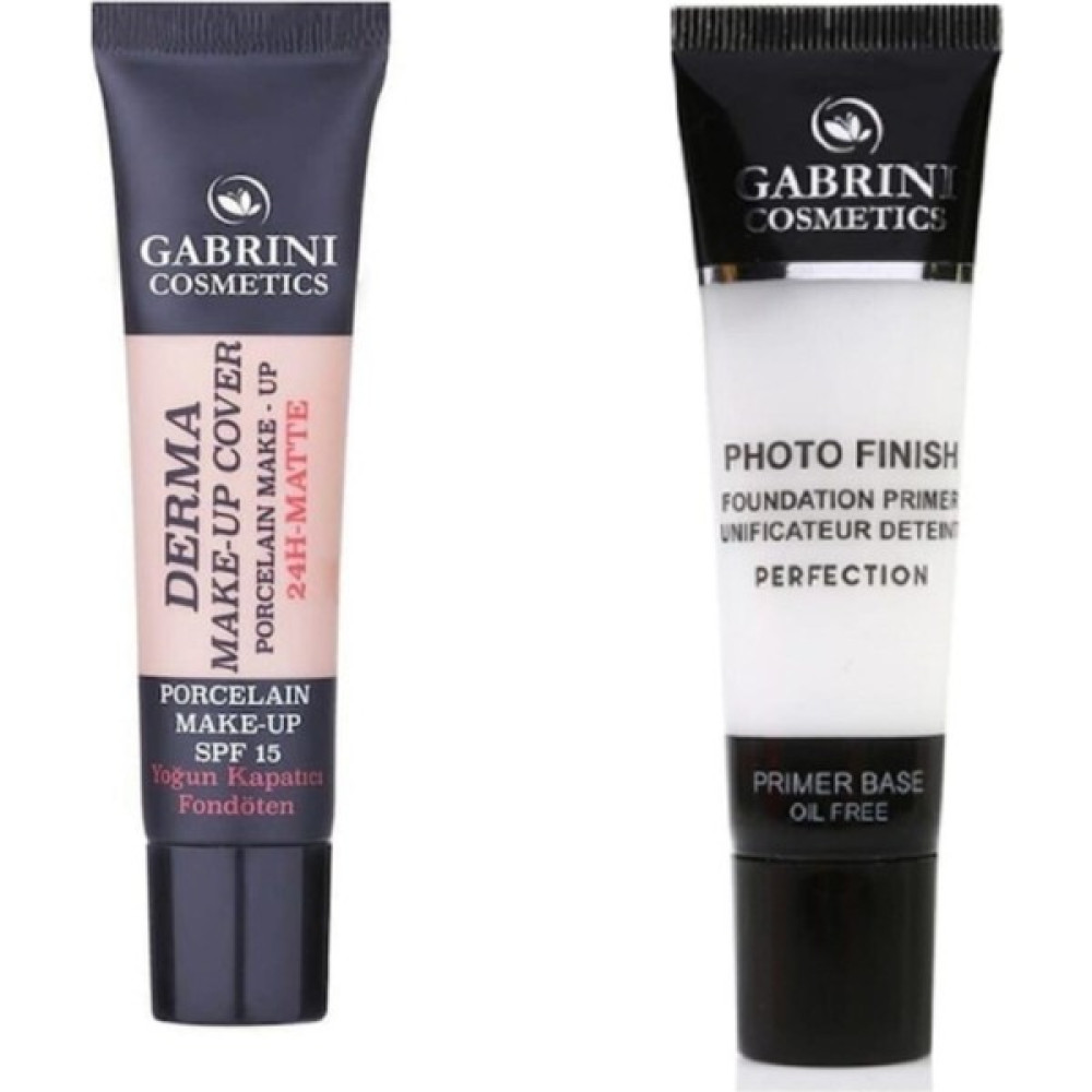 Gabrini Fondöten - Derma Make-Up Cover Foundation 102 + Makyaj Bazı - Foto Finish Primer Base Fondötenler Fiyatı