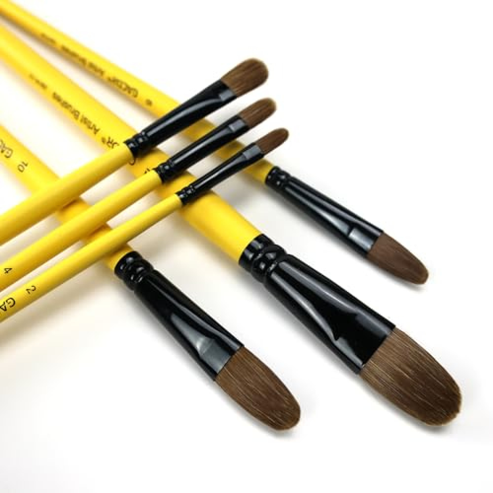 GACDR Filbert Paint Brushes Set, Synthetic Sable Oval Wash Paintbrushes for Watercolor, Acrylic, Oil, Tempera and Gouache Painting Long Handle 6-Piece Brush Fiyatı