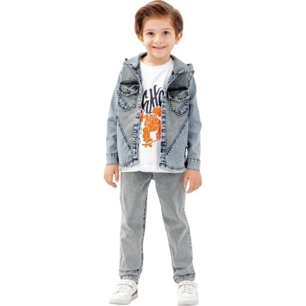 Gacir Denim Jean Ceketli Pantolonlu Erkek Çocuk Tişörtlü 3lü Takım Erkek Çocuk Giyim Takımı Fiyatı