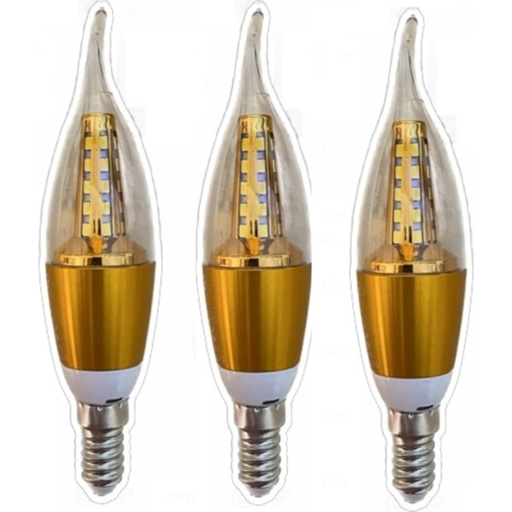 Gae 5W 3000K Amber Renk Kıvrık Dekoratif E14 Duy LED Şeffaf Ampul 3 Adet Led Aydınlatmalar Fiyatı
