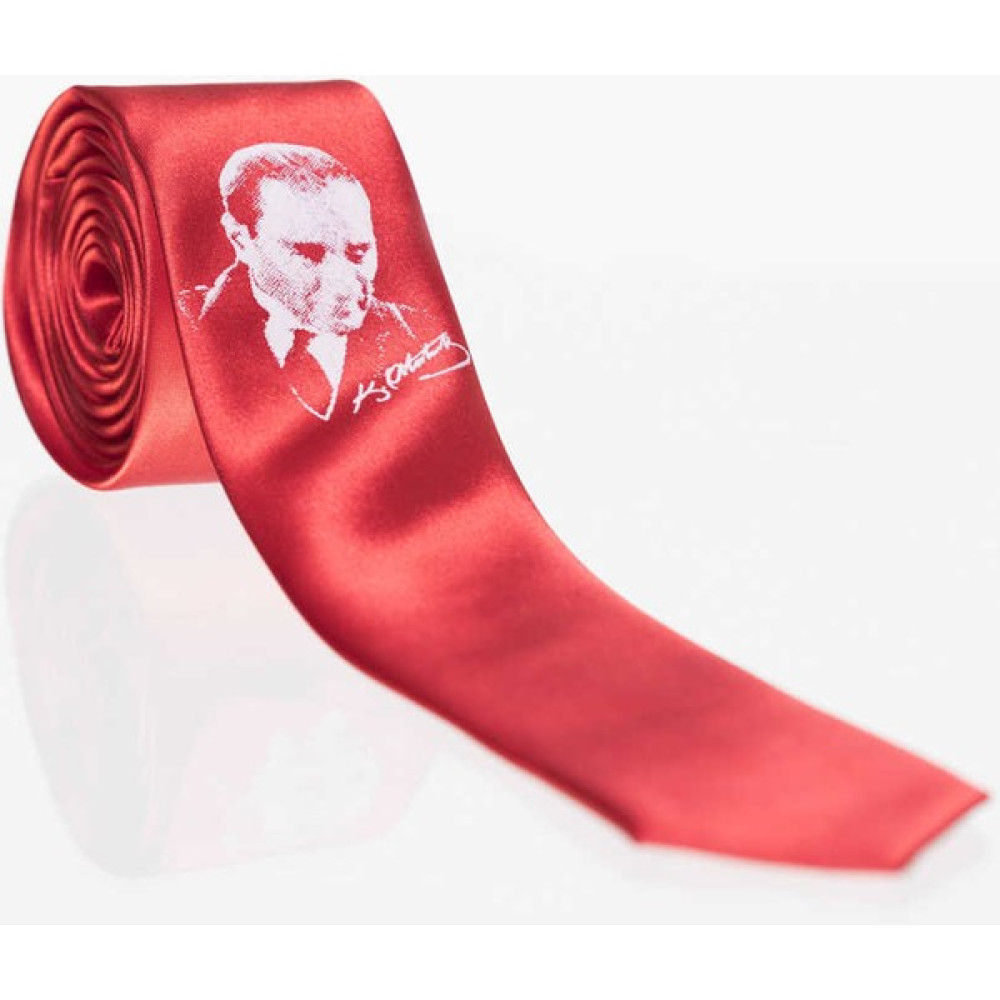 Gaffy Çocuk Boy Atatürk ve Imza Baskılı Saten Kırmızı Kravat - Ck-28 Erkek Çocuk Giyim ve İç Giyim Fiyatı