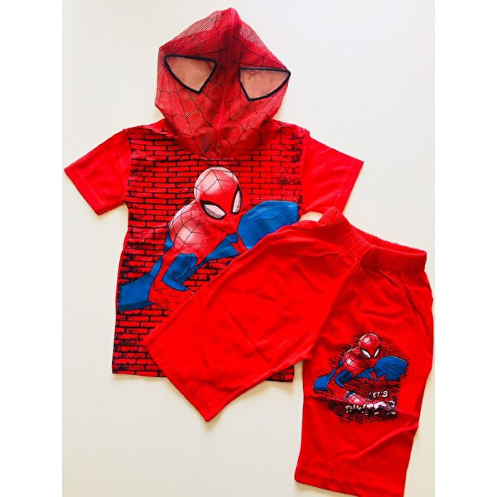 Gaga Örümcek Adam Spiderman Maskeli Kapri Şort Tshirt Eşofman Takımı Kostüm Duv Erkek Çocuk Giyim Takımı Fiyatı