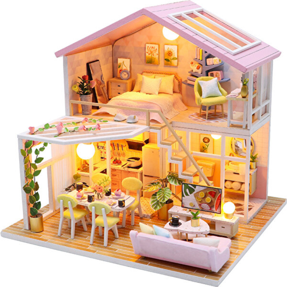 Gahome Dollhouse Minyatür Dıy Ahşap Dollhouse Kit, LED Işık (Yurt Dışından) - Renkli Bebek Oyuncakları Fiyatı