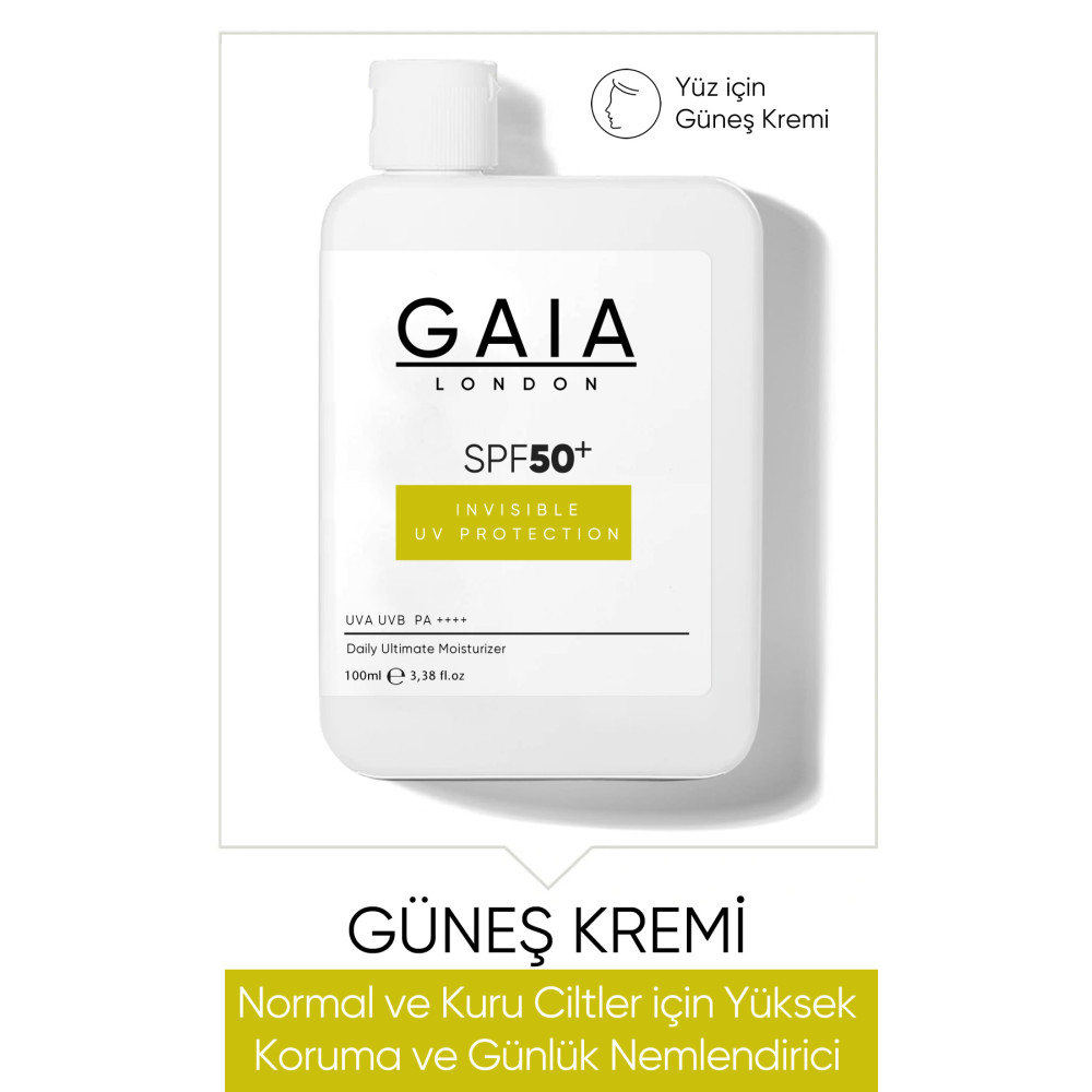 Gaia London Normal Ve Kuru Ciltler Için Yüksek Koruma Ve Günlük Nemlendirici 50spf Uva/uvb 100ml Invısıble Güneş Kremleri ve Losyonları Fiyatı