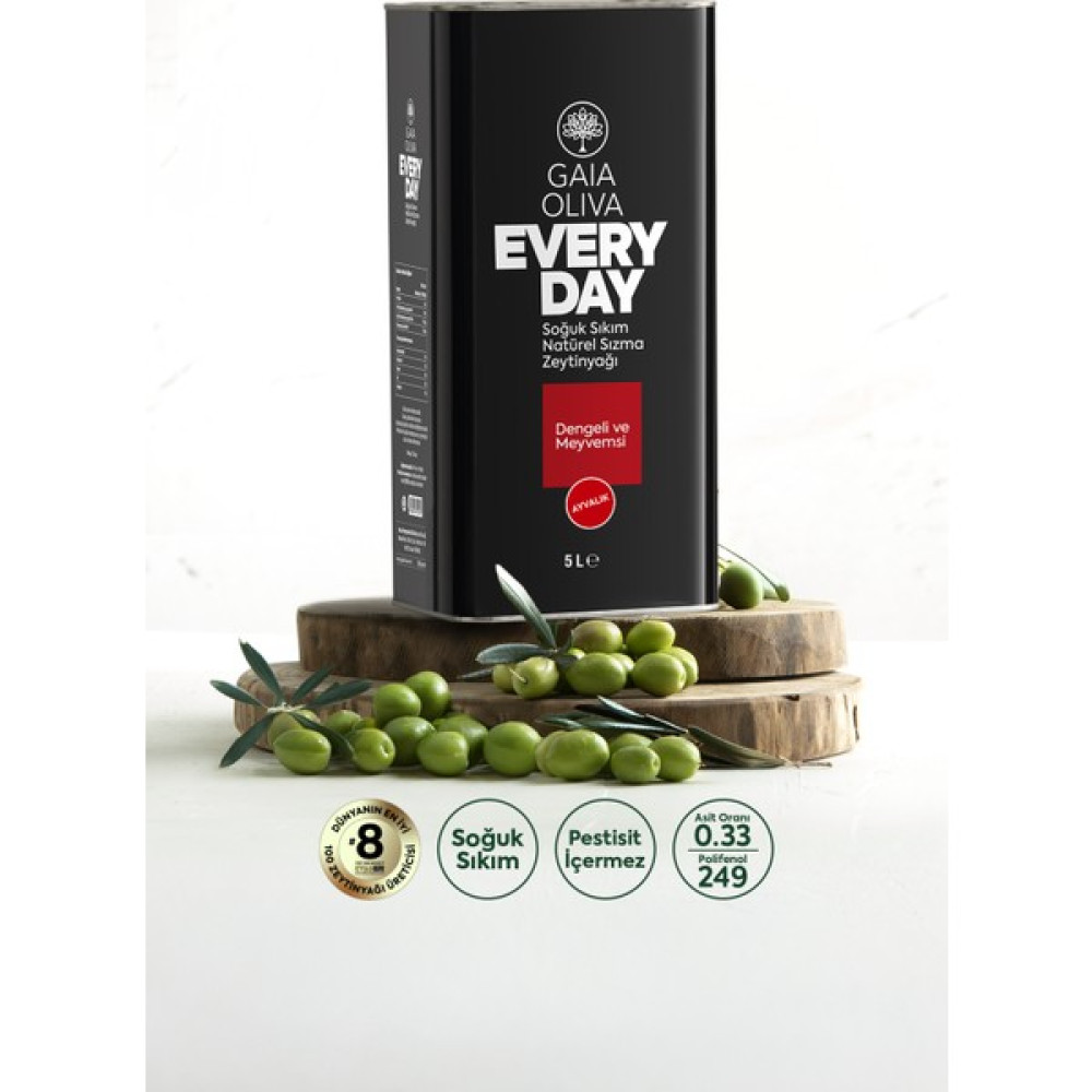 Gaia Oliva Premium Everyday Ayvalık 5lt Natürel Sızma Zeytinyağı (Yeni Hasat) - 5 lt Diğer Fiyatı