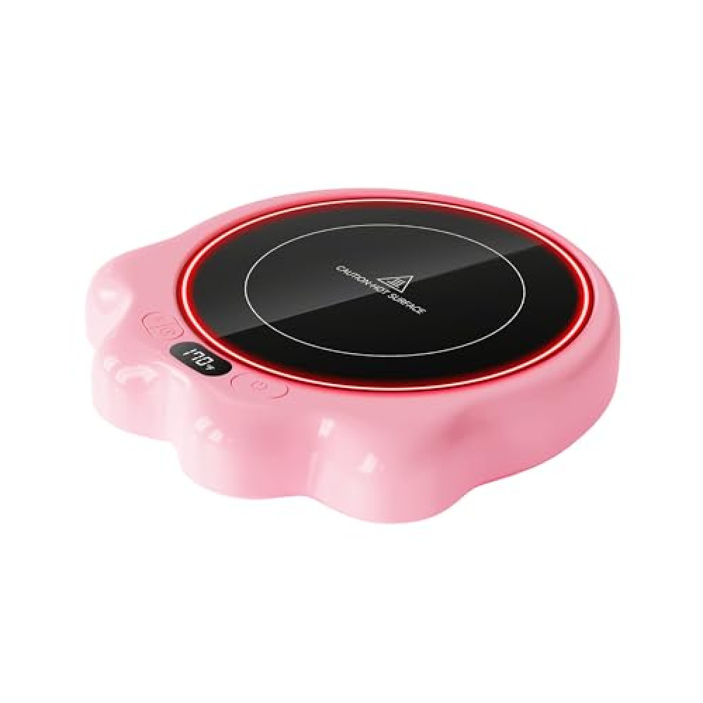 Gaiatop Mug Warmer, 50W Cute Cat Paw Cup Warmers, 3 Temp Settings, 2-10H Auto Shut Off, Coffee Accessories Keep Beverage Hot for Desk and Home Use, Large Heated Plate for Milk Tea Cocoa Candle Pink