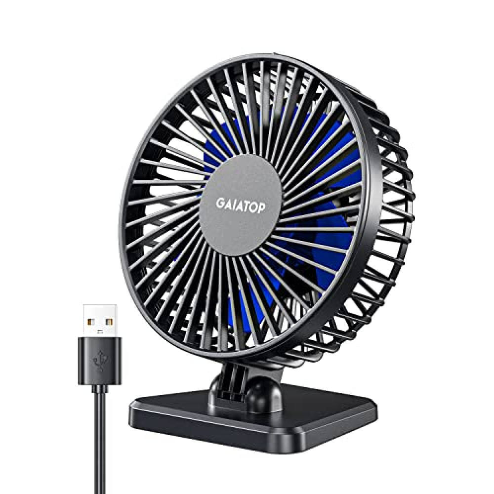 Gaiatop USB Desk Fan, Small But Powerful, Personal Portable Quiet 3 Speeds, Adjustment Mini Table Desktop for Better Cooling Home Office Car Indoor Outdoor Blue Ventilation Fan Fiyatı