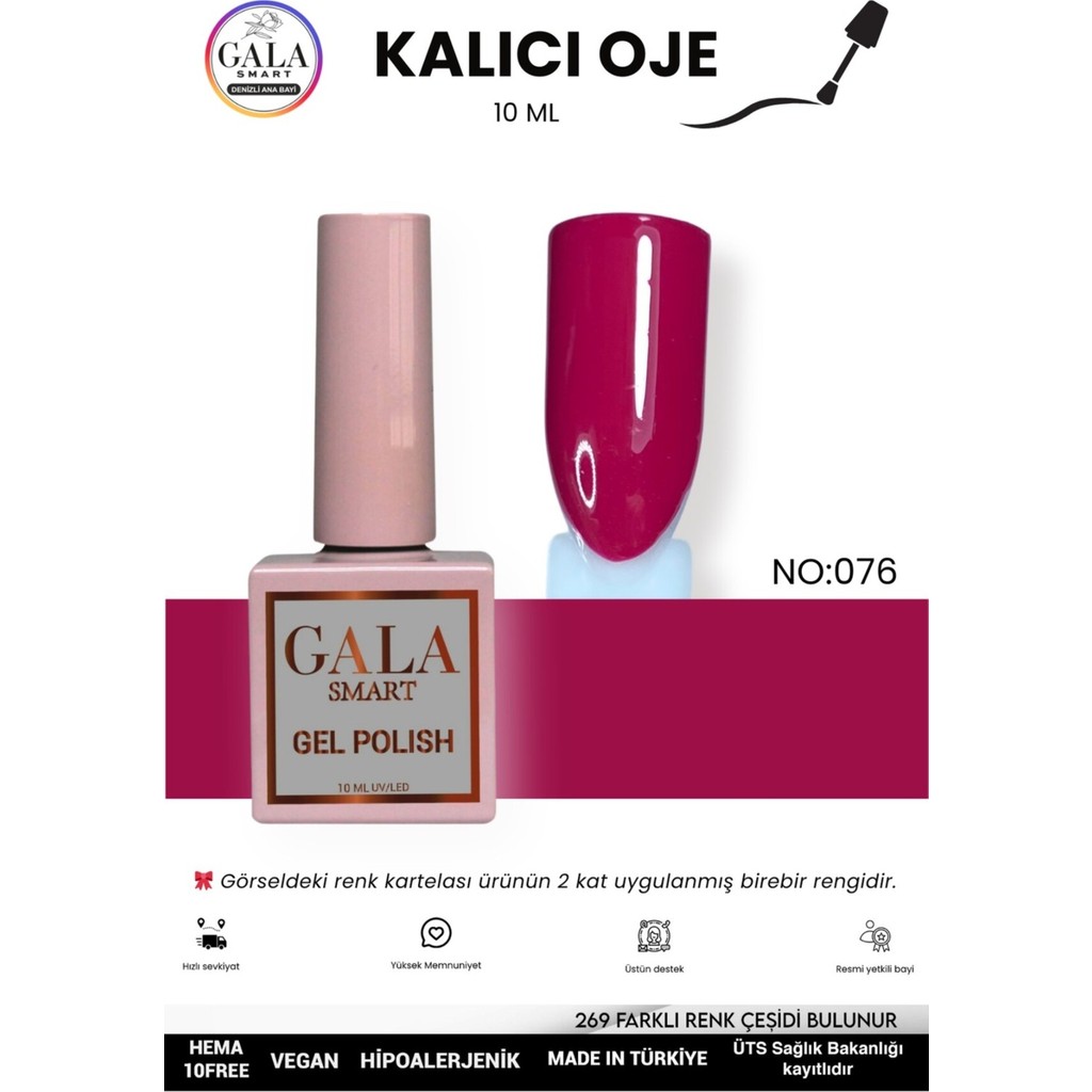 Gala Smart Bordo Kalıcı Oje 10 ml Oje Kodu: 076 Oje Fiyatı