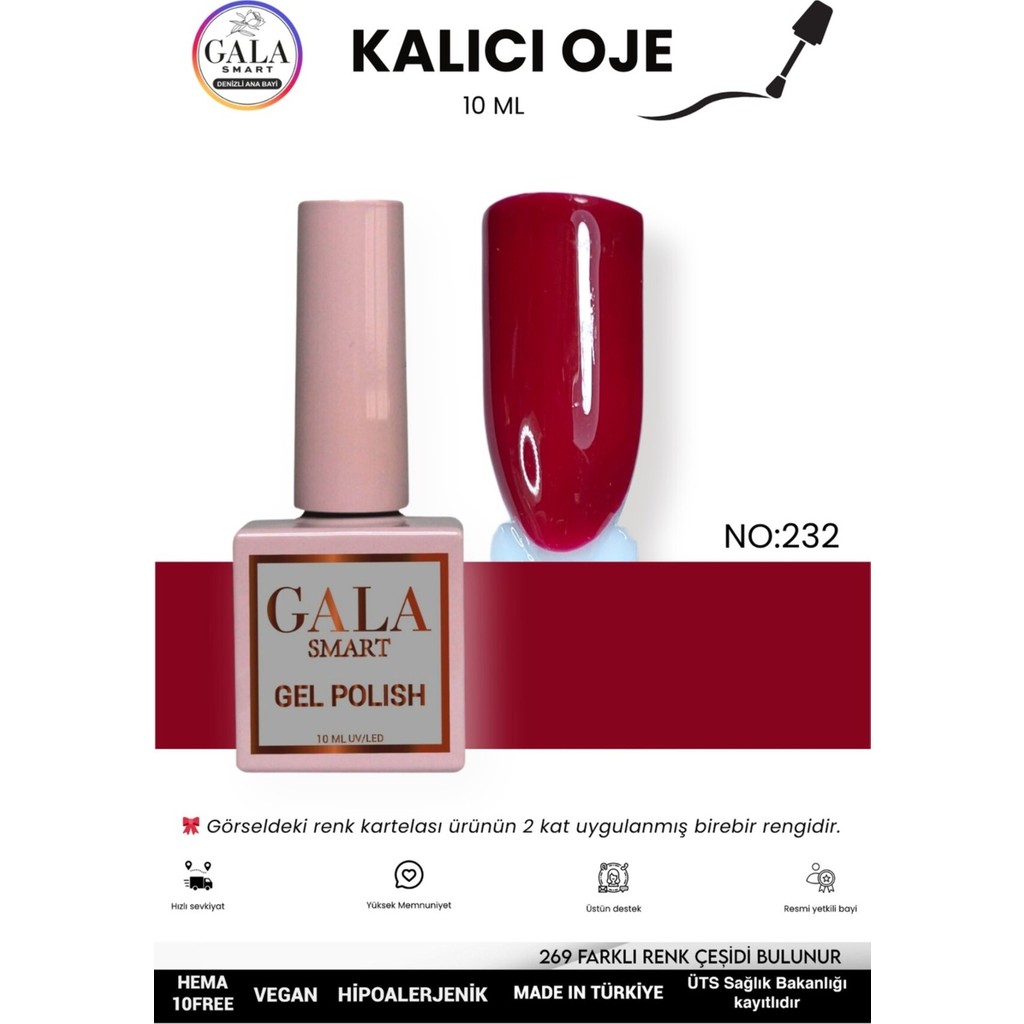 Gala Smart Bordo Kalıcı Oje 10 ml Oje Kodu: 232 Diğer Fiyatı