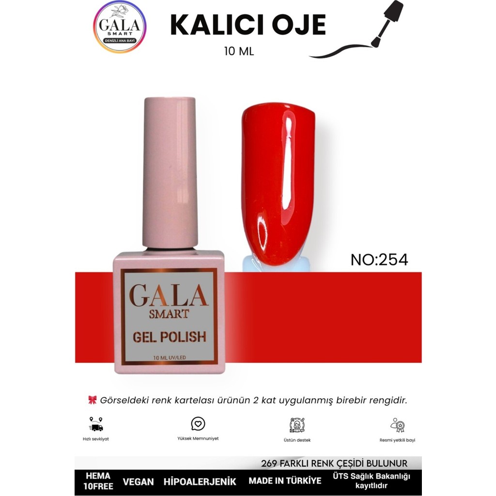 Gala Smart Kırmızı Kalıcı Oje 10 ml Oje Kodu: 254 Oje Fiyatı