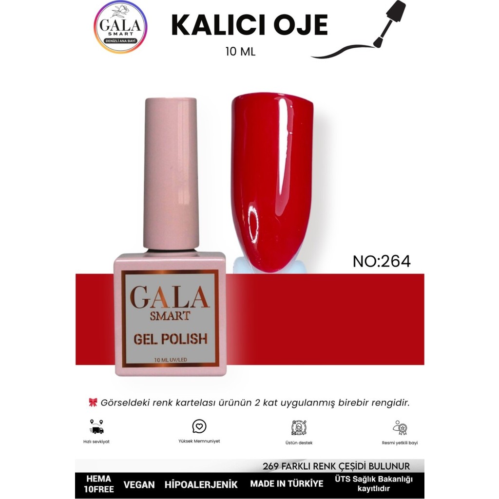 Gala Smart Kırmızı Kalıcı Oje 10 ml Oje Kodu: 264 Diğer Fiyatı