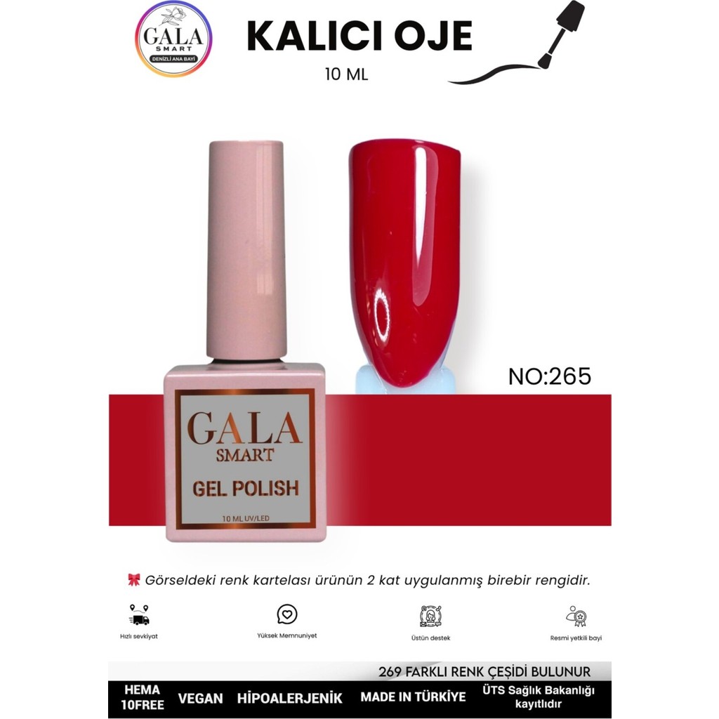 Gala Smart Kırmızı Kalıcı Oje 10 ml Oje Kodu: 265 Oje Fiyatı