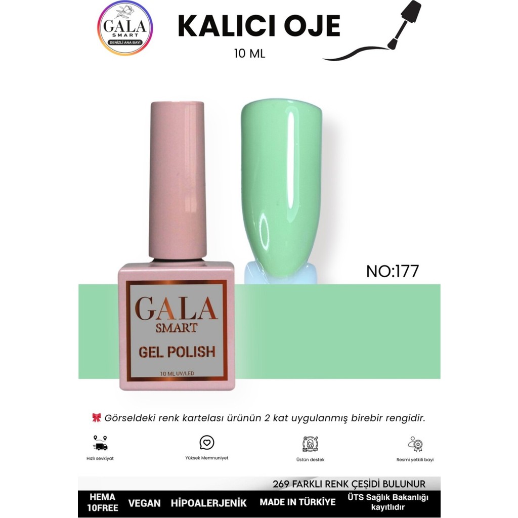 Gala Smart Yeşil Kalıcı Oje 10 ml Oje Kodu: 177 Diğer Fiyatı