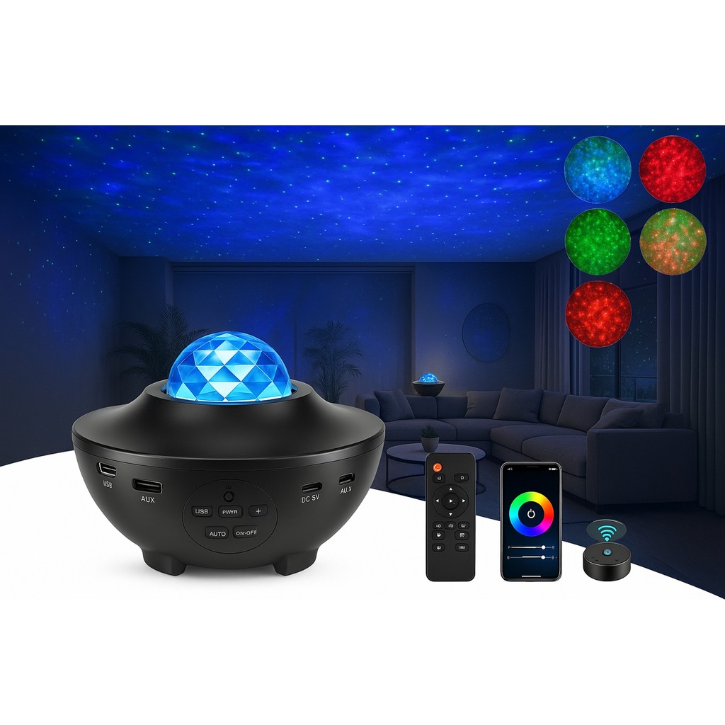 Galaxy Bluetooth Hoparlör Gece Lambası Lazer Işık ve Parti LED Disko Topu - Siyah Bluetooth Hoparlör Fiyatı