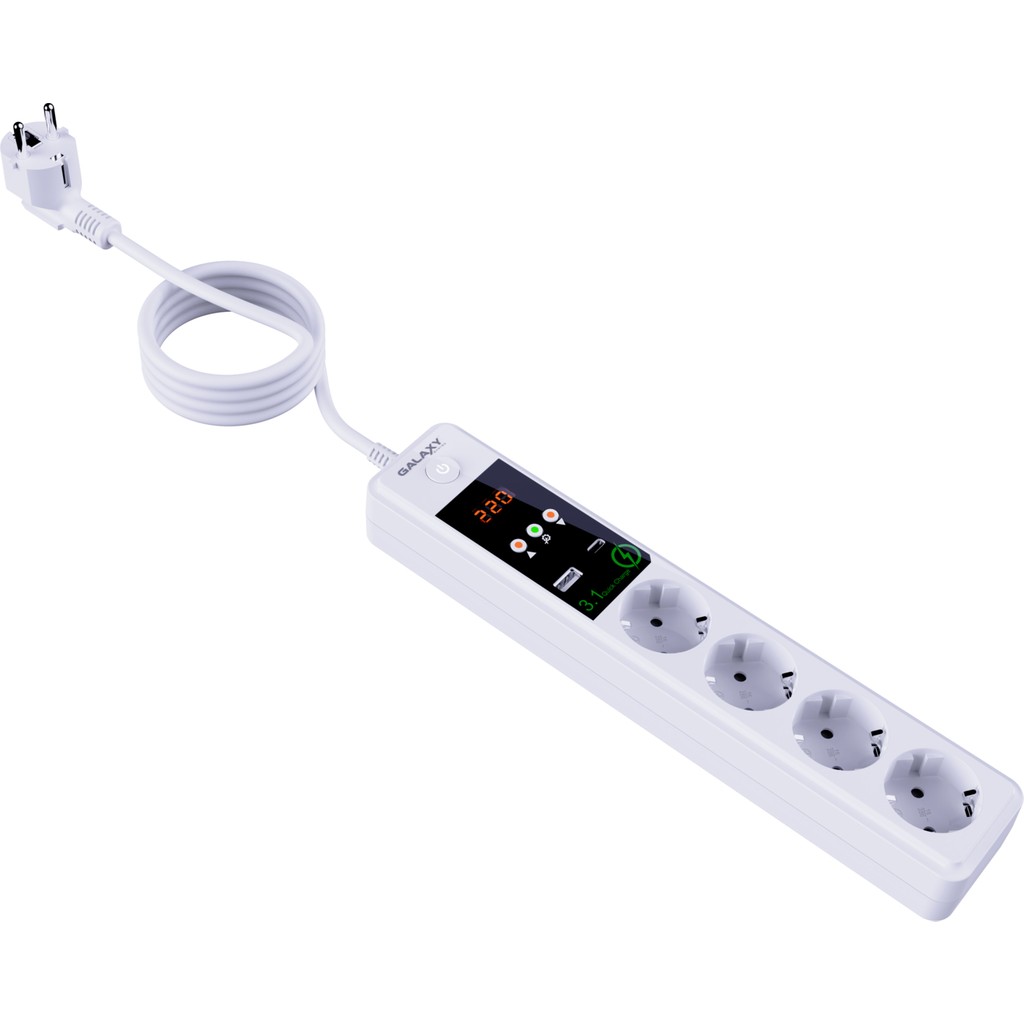 GALAXY Energy Galaxy S220 Ultra 4lü Akım Korumalı Usb+Type C G.rpiz 1.5mt - Beyaz Bilgisayar Çevirici ve Adaptörü Fiyatı