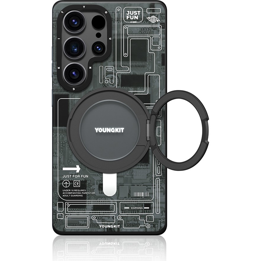 Galaxy S25 Ultra Kılıf Magsafe Şarj Özellikli Youngkit 360 Standlı Technology Serisi Kapak Gri Diğer Fiyatı